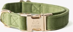 Furlou Velvet Dog Collar, Green, Large: 15 to 24-in neck, 1-in wide