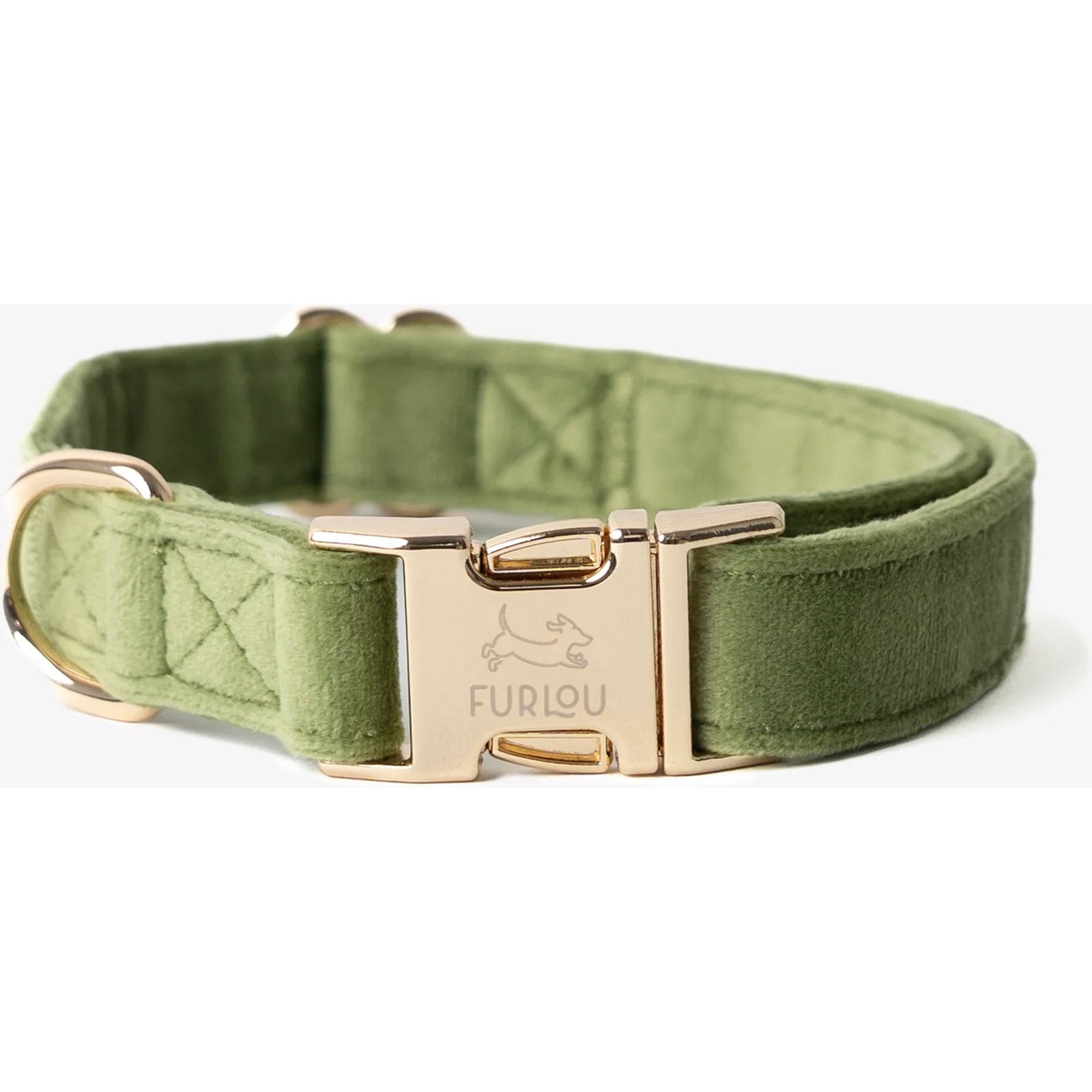 Furlou Velvet Dog Collar, Green, Medium: 13 to 20-in neck, 3/4-in wide