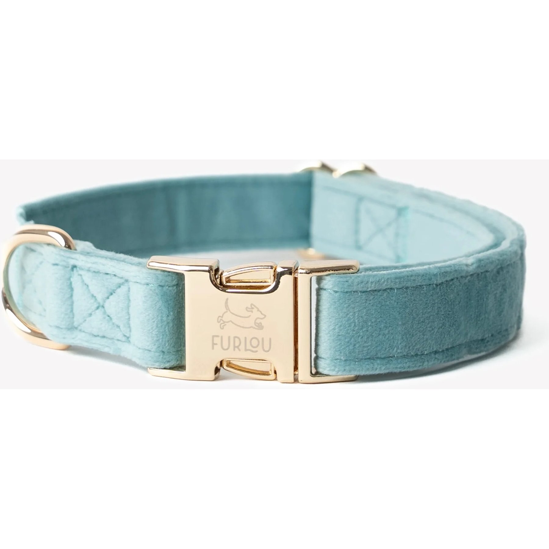 Furlou Velvet Dog Collar, Blue, Small: 9 to 14-in neck, 5/8-in wide