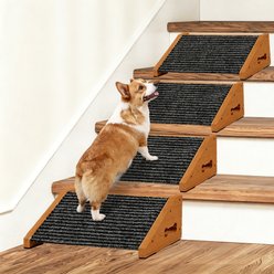 MALOROY Wooden Non-Slip Dog Ramps for Stairs, 11.8-in, 4 count, Brown