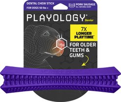 Playology Pork Sausage Scented Dental Chew Stick Dog Toy, Jumbo