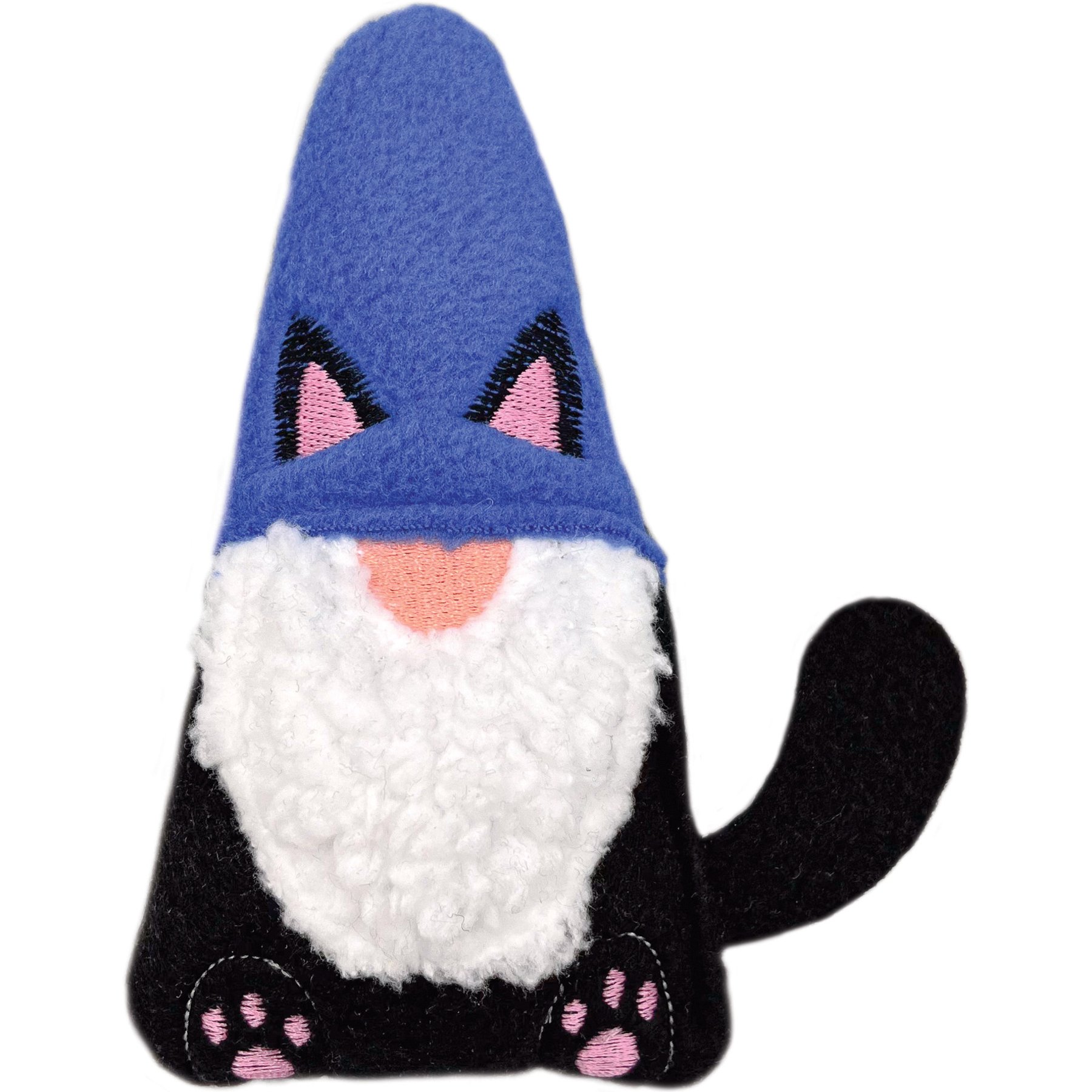 Crochet Kitty Gnome Kickin' Stick Cat Toy, Black, 6 x 5-in