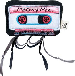 Crochet Kitty Eaten Cassette Tape Meowy Mix Cat Toy, Black, 4 x 2.5-in