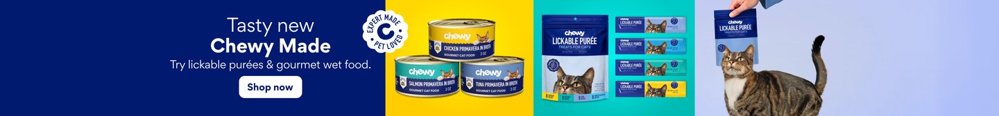 Tasty new Chewy Made try lickable purees & gourmet wet food. Shop now.