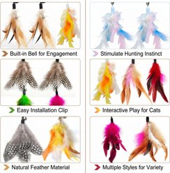 Kseroo Feather Wand with Bells Interactive Cat Teaser Toy Refills, 12 count slide 2 of 7