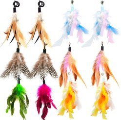 Kseroo Feather Wand with Bells Interactive Cat Teaser Toy Refills, 12 count