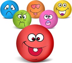 Kseroo Soft Latex Smile Face Squeaky Ball Dog Toys, 6 count