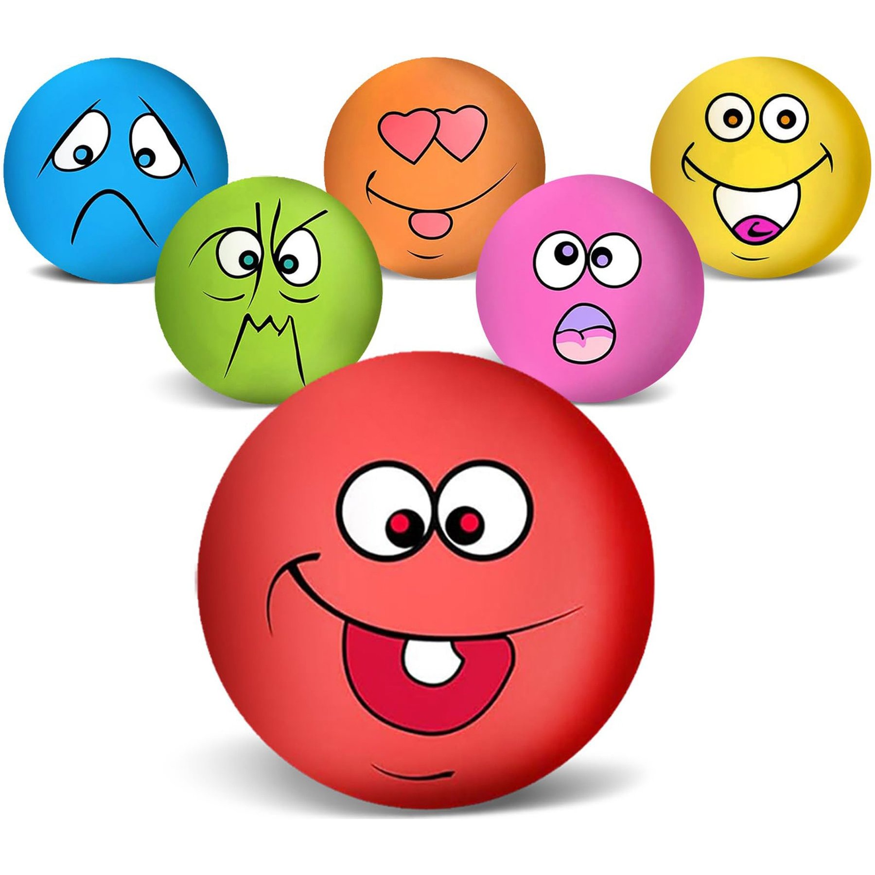 Kseroo Soft Latex Smile Face Squeaky Ball Dog Toys, 6 count