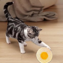 Kseroo Loofah Egg Natural Shape for Rolling & Batting Training Teasers-Wands Cat Toy, Yellow/White slide 2 of 6