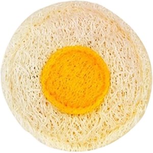 Kseroo Loofah Egg Natural Shape for Rolling & Batting Training Teasers-Wands Cat Toy, Yellow/White
