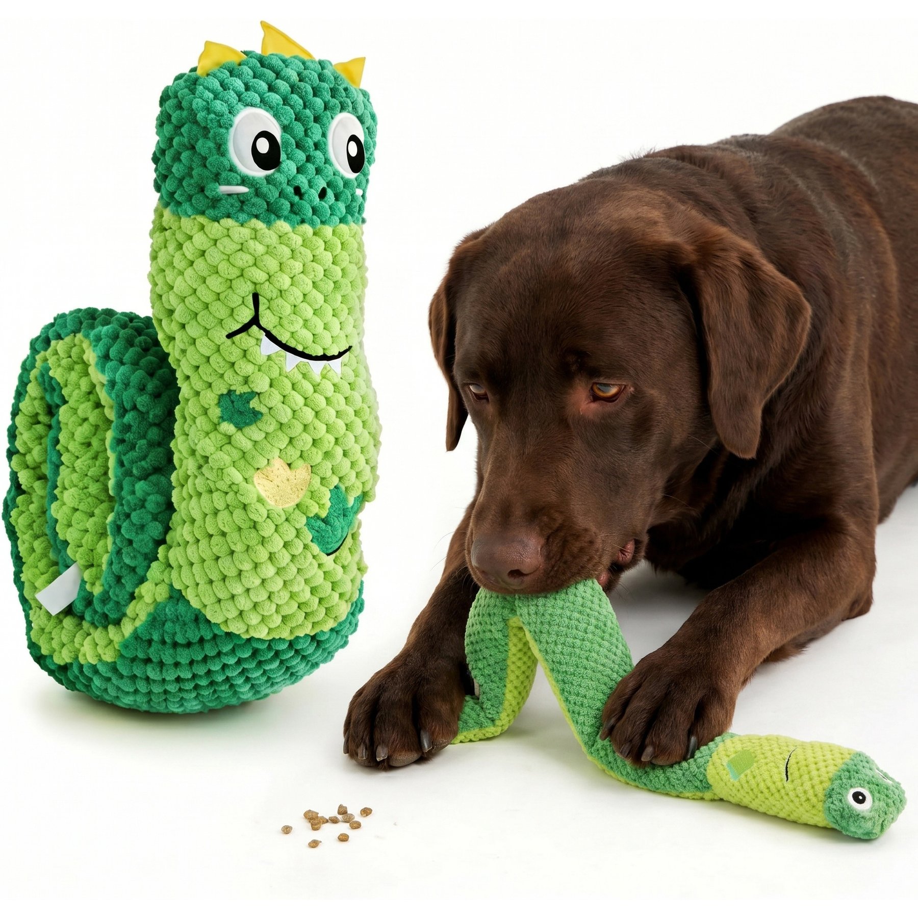 Kseroo Foldable Dinosaur Squeaky Hide-and-Seek Plush Treat Dispensing Dog Toy
