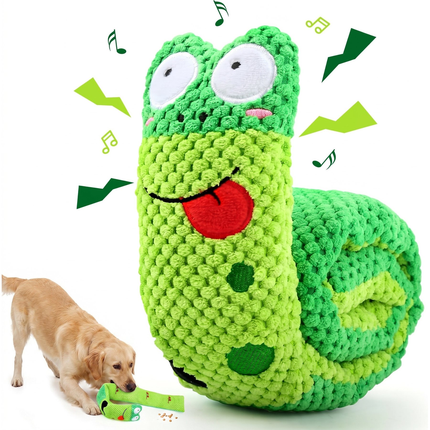 Kseroo Squeaky Snuffle IQ Training Stress Relief Dog Puzzle Toy, Green