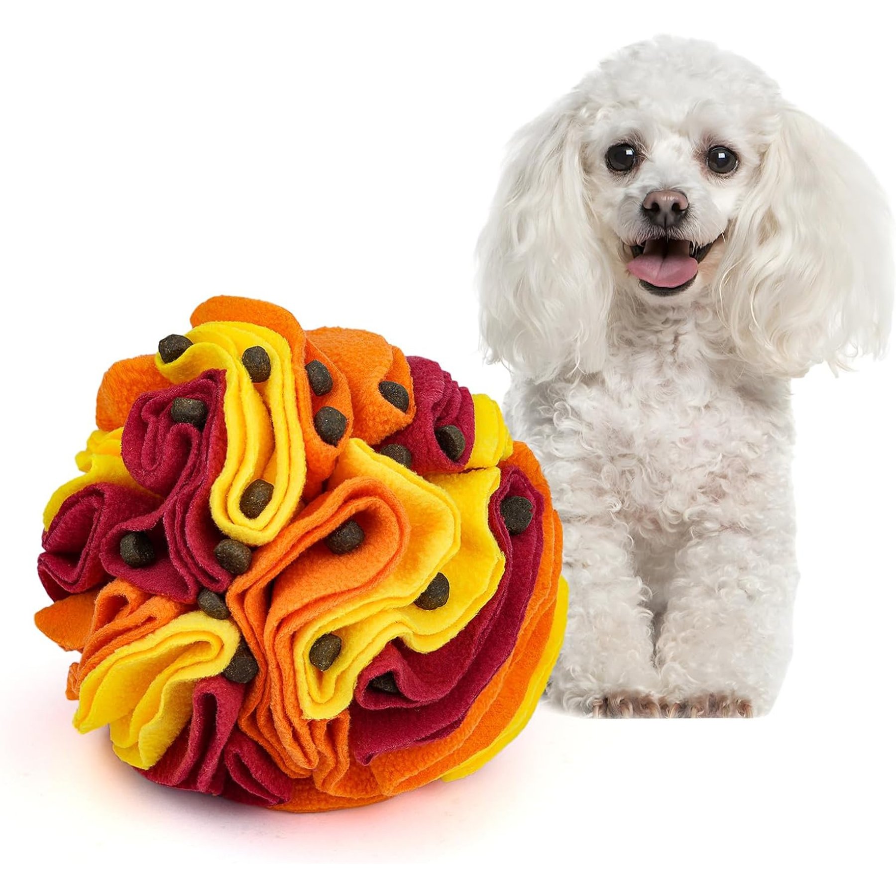 Kseroo Machine Washable Snuffle Ball with Storage Bag Nose Work Enrichment Dog Toy, Red