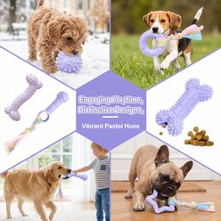 Kseroo Soft Rubber Bone & Rope Balls Dog Toy, Purple, 6 count slide 2 of 7