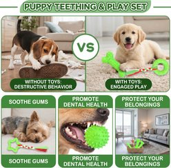 Kseroo Soft Rubber Bone & Rope Balls Dog Toy, Green, 6 count slide 2 of 6