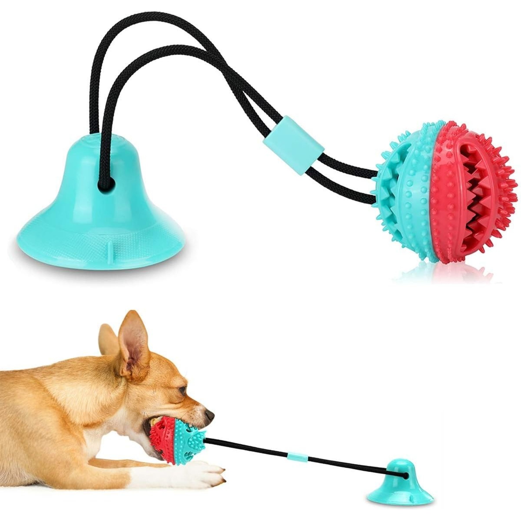 Kseroo Treat Dispensing Puzzle Tug of War Enrichment Teething Dog Toy, Blue