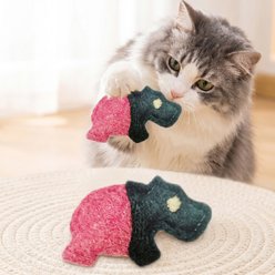 Kseroo Natural Loofah Hippo, Adorable Animal Shape Training Teasers-Wands Cat Toy, Red/Black slide 2 of 6