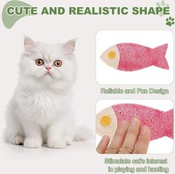 Kseroo Natural Loofah Fish Large Chewable Shape Training Teasers-Wands Cat Toy, Red/White slide 2 of 5