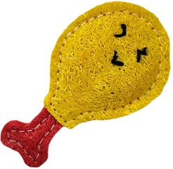 Kseroo Natural Loofah 'Tempura Shrimp' Fun Food Shape Training Teasers-Wands Cat Toy, Golden Brown