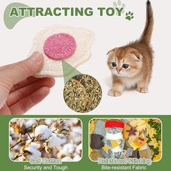 Kseroo Natural Loofah Speckled Egg Training Teasers-Wands Cat Toy, White/Red slide 2 of 6