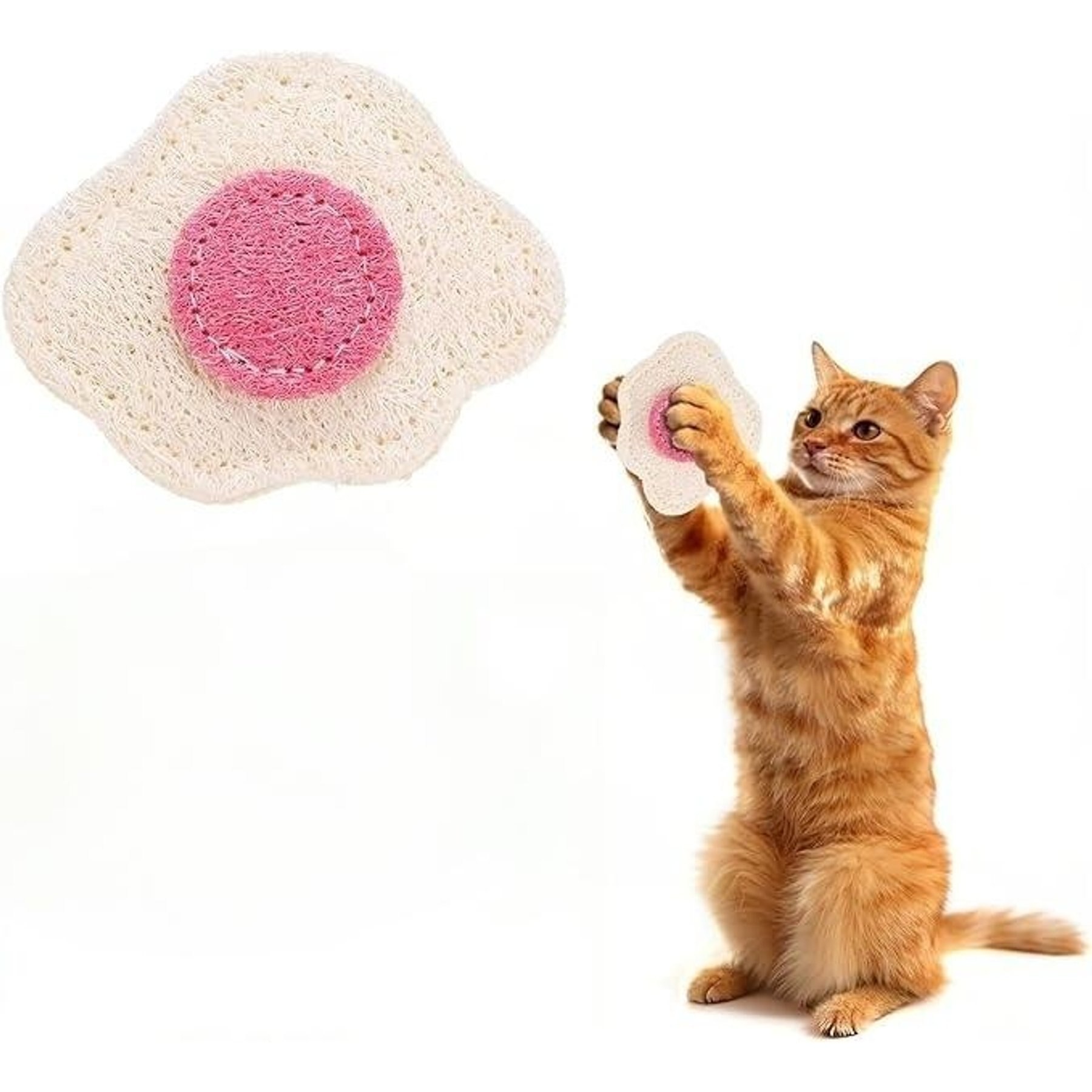 Kseroo Natural Loofah Speckled Egg Training Teasers-Wands Cat Toy, White/Red