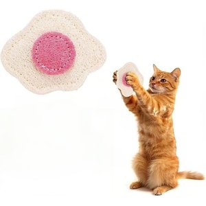 Kseroo Natural Loofah Speckled Egg Training Teasers-Wands Cat Toy, White/Red