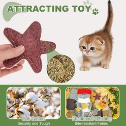Kseroo Natural Loofah 'Starfish' Cosmic Shape for Play Training Teasers-Wands Cat Toy, Red slide 2 of 5