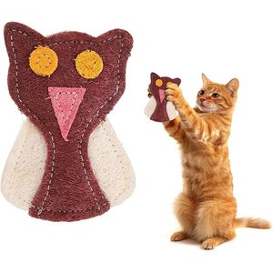 Kseroo Natural Loofah Owl, Wise Bird Design for Play Training Teasers-Wands Cat Toy, Brown