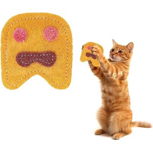 Kseroo Natural Loofah Smiley Face Chewable Fun Shape Training Teasers-Wands Cat Toy, Yellow