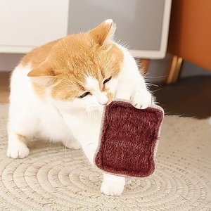 Kseroo Loofah Bread Slice, Whimsical Design for Play Training Teasers-Wands Cat Toy, Red