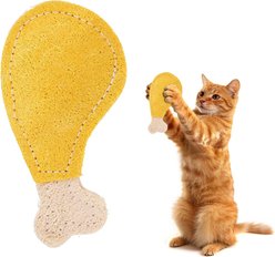 Kseroo Natural Loofah Drumstick Shape, for Biting & Play Dental Chew Cat Toy, Yellow
