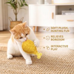 Kseroo Loofah Lollipop Fun Shape for Batting & Carrying Training Teasers-Wands Cat Toy, Yellow slide 2 of 6