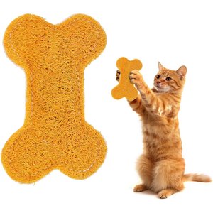 Kseroo Natural Loofah Bone Chewing & Play, Eco-friendly Training Teasers-Wands Cat Toy, Yellow