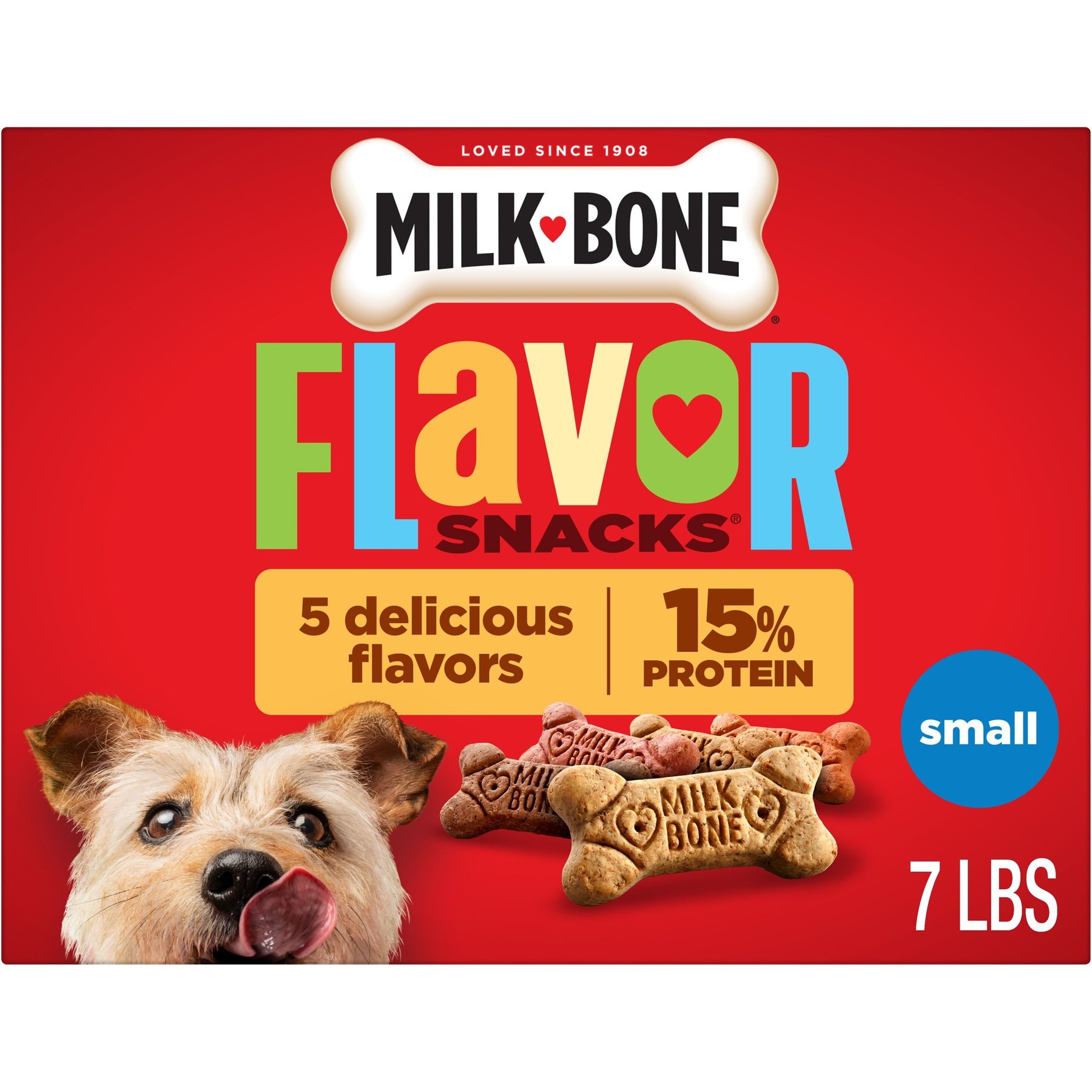 Milk-Bone Flavor Snacks Biscuit Crunchy Small Dog Treats, 7-lb box