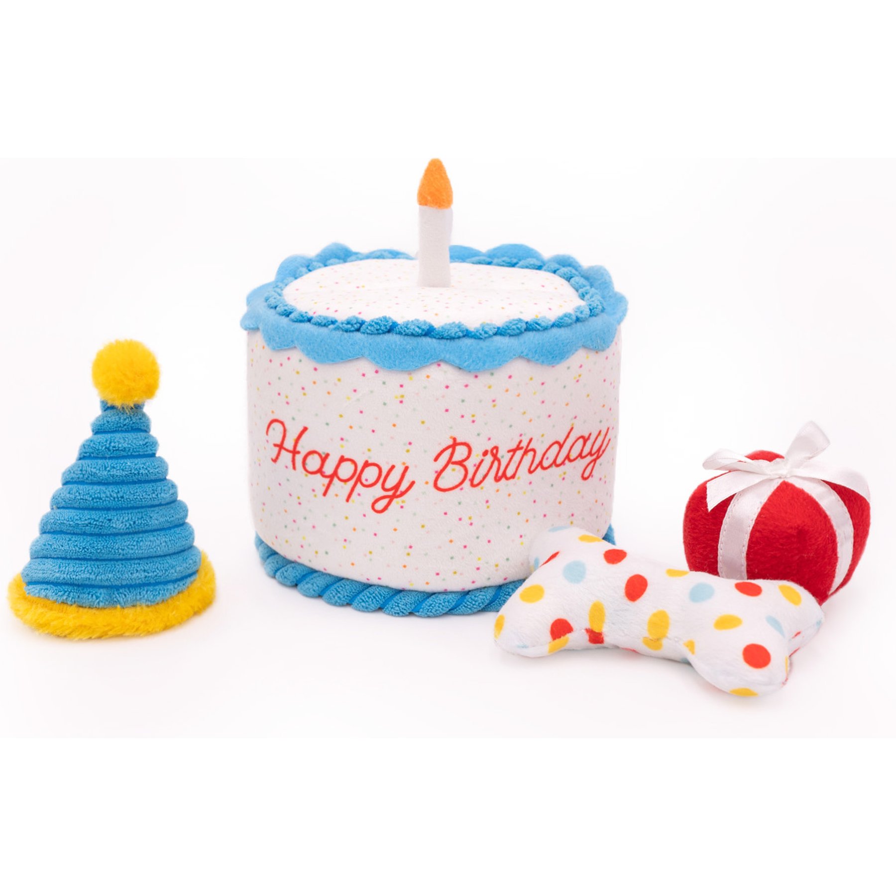 ZippyPaws Zippy Burrow Birthday Cake Squeaky Hide & Seek Dog Toy