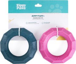 ZippyPaws ZippyTuff+ Ring Emerald & Magenta Tough Chew Variety Pack Dog Toy, Small, 2 count slide 2 of 6