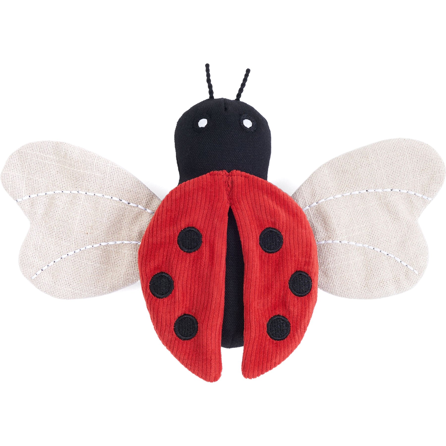 ZippyPaws ecoZippy Corduroy Critter Ladybug Squeaky Plush Dog Toy