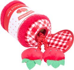 ZippyPaws Bungee Burrow Strawberry Jam Jar Squeaky Hide & Seek Dog Toy slide 2 of 6