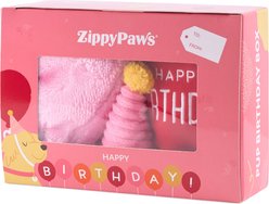 ZippyPaws Birthday Box Squeaky Plush Dog Toy, Pink
