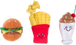 ZippyPaws Miniz Fast Foods Squeaky Variety Pack Dog Toy, 3 count
