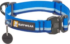 Ruffwear Top Rope Reflective Dog Collar, Blue Pool, 11 to 14-in neck, 3/4-in wide