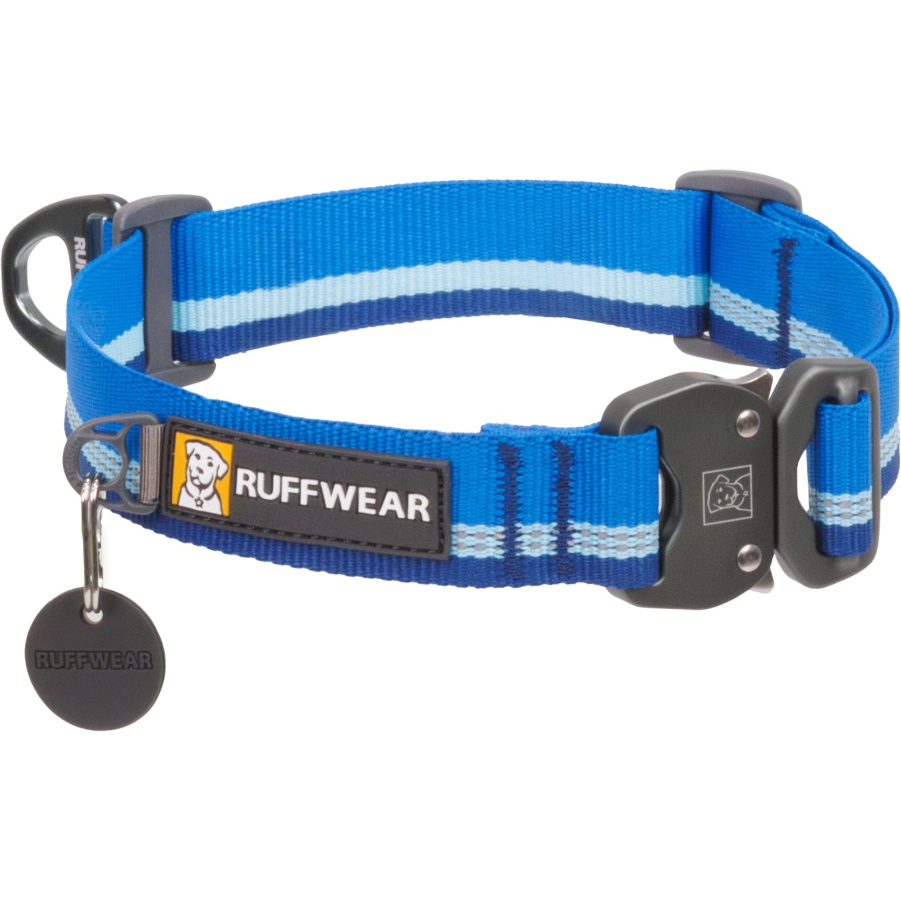 Ruffwear Top Rope Reflective Dog Collar, Blue Pool, 20 to 26-in neck, 1-in wide