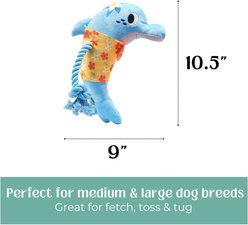 HugSmart Dolphin Plush with Rope Tug Dog Toy, Medium/Large slide 2 of 4
