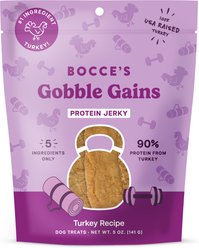 Bocce's Bakery Gobble Gains Jerky Natural Protein Cuts Dog Treats, 5-oz bag