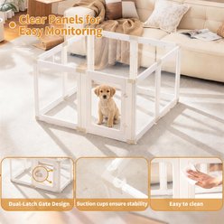 Zendova Clear Indoor Dog Playpen with Gate, Modular Puppy Pen, White, 8 Panels: 39.44 x 39.44 x 23.6-in slide 2 of 6