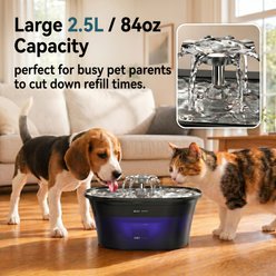 VIVIPAL Stainless Steel Dog & Cat Water Fountain with LED & Quiet Pump, 84-oz slide 2 of 9