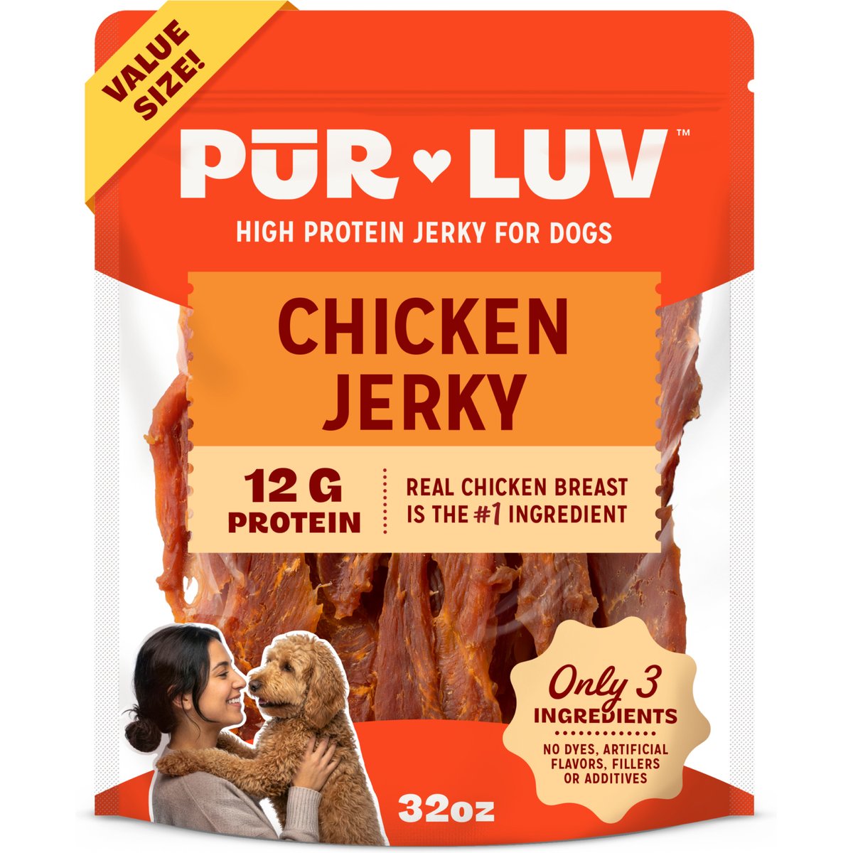 Pur Luv Whole Muscle Chicken Jerky Dog Treats, 32-oz pouch