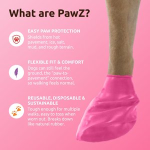 Pawz Waterproof Rubber Dog Boots, 12 count, Bubblegum Pink, Small