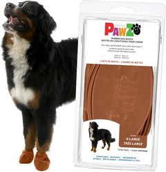 Pawz Waterproof Rubber Dog Boots, 12 count, Teak Brown, X-Large slide 1 of 7
