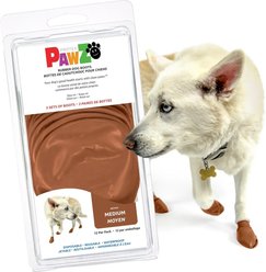 Pawz Waterproof Rubber Dog Boots, 12 count, Teak Brown, Medium